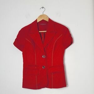 San Francisco Women's Red Short Sleeve Collared Button Down Jacket Size 1